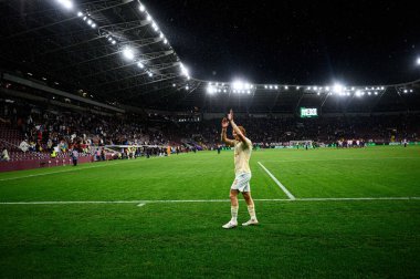 GENEVE, SWitzERLAND - 28 AĞUSTOS, 2025: Yukhym Konoplia - UEFA Avrupa Konferans Ligi Servette FC - Shakhtar Donetsk 'e karşı Cenevre Stadyumu.