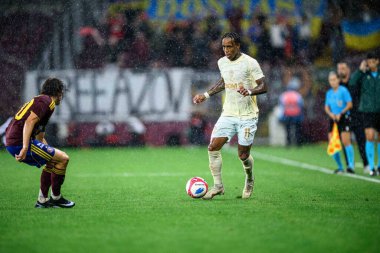 GENEVE, SWitzERLAND - 28 AĞUSTOS, 2025: Kevin - UEFA Avrupa Konferans Ligi Servette FC, Shakhtar Donetsk 'e karşı Cenevre Stadyumu.