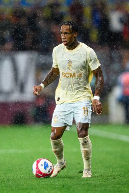 GENEVE, SWitzERLAND - 28 AĞUSTOS, 2025: Kevin - UEFA Avrupa Konferans Ligi Servette FC, Shakhtar Donetsk 'e karşı Cenevre Stadyumu.