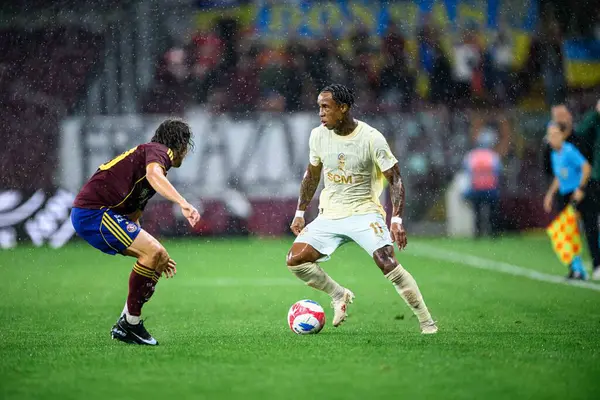 GENEVE, SWitzERLAND - 28 AĞUSTOS, 2025: Kevin - UEFA Avrupa Konferans Ligi Servette FC, Shakhtar Donetsk 'e karşı Cenevre Stadyumu.