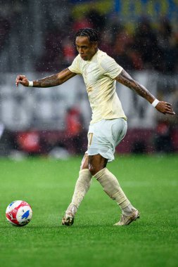 GENEVE, SWitzERLAND - 28 AĞUSTOS, 2025: Kevin - UEFA Avrupa Konferans Ligi Servette FC, Shakhtar Donetsk 'e karşı Cenevre Stadyumu.