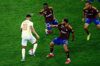 GENEVE, SWitzERLAND - 28 AUGust, 2025: Kaua Elias Nogueira - UEFA Avrupa Konferans Ligi Servette FC - Shakhtar Donetsk 'e karşı Cenevre Stadyumu.