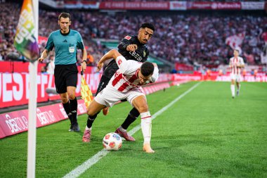 COLOGNE, GERMANY - 28 SEPTEMBER, 2025: Tom Krauss, Tiago Tomas - Bundesliga 1.FC Koeln vs VfB Stuttgart maçı Rhein Energie Stadion 'da.