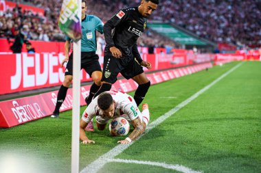 COLOGNE, GERMANY - 28 SEPTEMBER, 2025: Tiago Tomas, Tom Krauss - Bundesliga 1.FC Koeln-VfB Stuttgart maçı Rhein Energie Stadion 'da.
