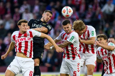 COLOGNE, GERMANY - 28 SEPTEMBER, 2025: Eric Martel, Erdin Demiroviç, Tom Krauss, Timo Huebers - Bundesliga 1.FC Koeln vs VfB Stuttgart maçı Rhein Energie Stadion 'da.