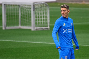 LEVERKUSEN, GERMANY - 30 SEPTEMBER, 2025: Alejandro Grimaldo - UEFA Champions League, MD-1, practice FC Bayer 04 Leverkusen at BayArena. 