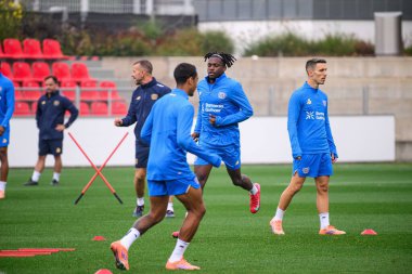 LEVERKUSEN, GERMANY - 30 SEPTEMBER, 2025: Naba Mensah - UEFA Champions League, MD-1, practice FC Bayer 04 Leverkusen at BayArena. 