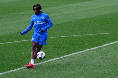 LEVERKUSEN, GERMANY - 30 SEPTEMBER, 2025: Naba Mensah - UEFA Champions League, MD-1, practice FC Bayer 04 Leverkusen at BayArena. 