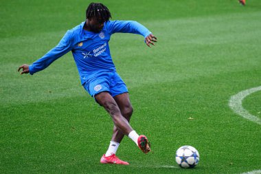 LEVERKUSEN, GERMANY - 30 SEPTEMBER, 2025: Naba Mensah - UEFA Champions League, MD-1, practice FC Bayer 04 Leverkusen at BayArena. 