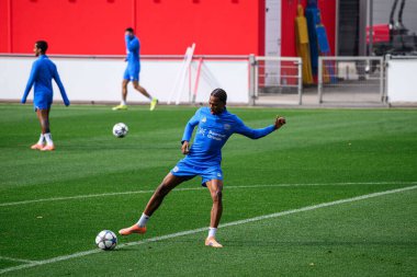 LEVERKUSEN, GERMANY - 30 SEPTEMBER, 2025: Jeanuel Belocian - UEFA Champions League, MD-1, practice FC Bayer 04 Leverkusen at BayArena. 