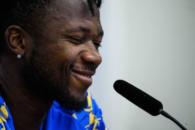 LEVERKUSEN, GERMANY - 30 SEPTEMBER, 2025: Edmond Tapsoba - UEFA Champions League, MD-1, Press conference  at BayArena.