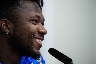 LEVERKUSEN, GERMANY - 30 SEPTEMBER, 2025: Edmond Tapsoba - UEFA Champions League, MD-1, Press conference  at BayArena.