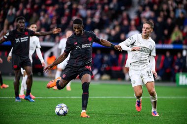 LEVERKUSEN, GERMANY - 1 OCTOBER, 2025: Christian Kofane, goal - The UEFA Champions League football match between Bayer 04 Leverkusen vs PSV Eindhoven at BayArena.