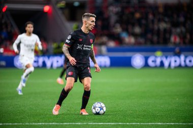 LEVERKUSEN, GERMANY - 1 OCTOBER, 2025: Alejandro Grimaldo - The UEFA Champions League football match between Bayer 04 Leverkusen vs PSV Eindhoven at BayArena.