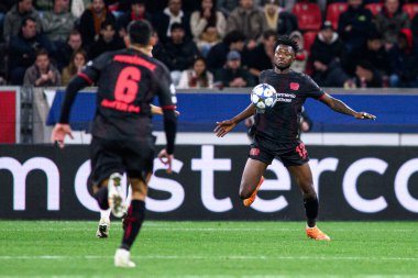 LEVERKUSEN, GERMANY - 1 OCTOBER, 2025: Edmond Tapsoba - The UEFA Champions League football match between Bayer 04 Leverkusen vs PSV Eindhoven at BayArena.