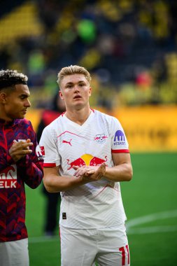 DORTMUND, GERMANY - 4 Ekim 2025: Conrad Harder - 1.Bundesliga maçı Borussia Dortmund - RB Leipzig 'e karşı Signal Iduna Park.
