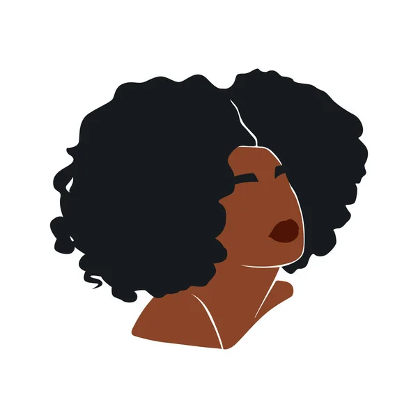 Афроамериканська Жінка Вектор Портрет Прекрасна Дівчинка Темна Шкіра Пишні Волоски — стоковий вектор