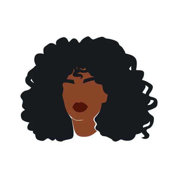 Афроамериканська Жінка Вектор Портрет Прекрасна Дівчинка Темна Шкіра Пишні Волоски — стоковий вектор