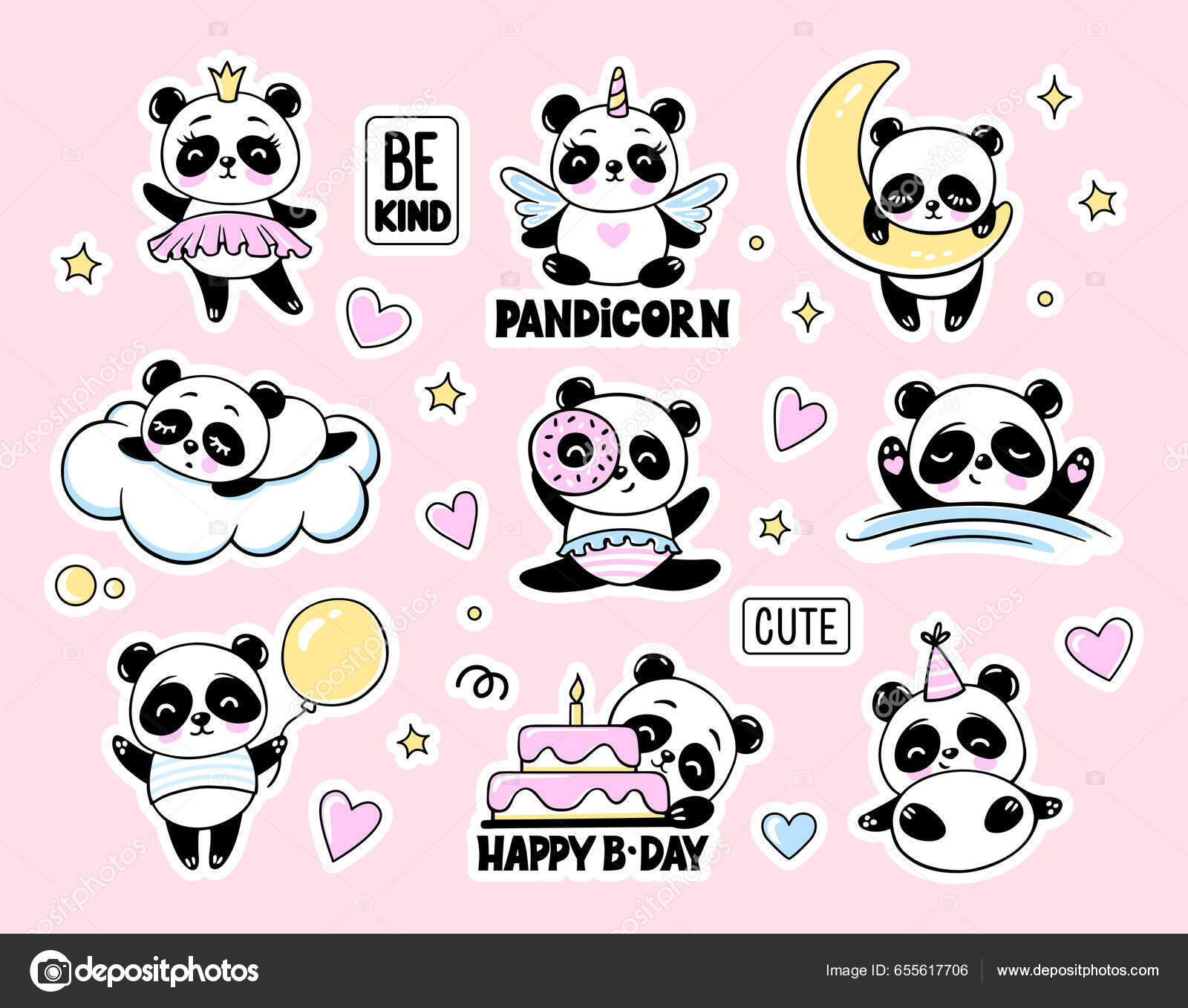 Premium Vector Clipart Kawaii Panda Cute Panda Planning Clipart Instant  Download Kawaii Clipart 