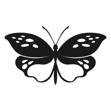 Vektör Kelebek Siyah Siluet Beyaz Arkaplan 'da izole edildi. Dekoratif Böcek Çizimi.