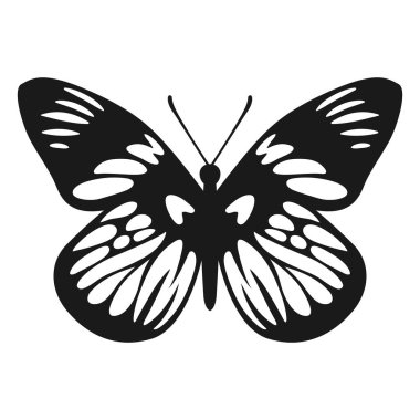 Vektör Kelebek Siyah Siluet Beyaz Arkaplan 'da izole edildi. Dekoratif Böcek Çizimi.