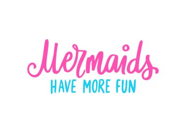 Denizkızı 'nın daha eğlenceli harf vektörü illüstrasyonları var. Beyaz bir arkaplanda izole edilmiş Sevimli Sözcük.