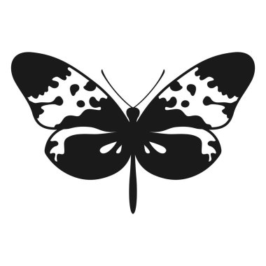 Vektör Kelebek Siyah Siluet Beyaz Arkaplan 'da izole edildi. Dekoratif Böcek Çizimi.