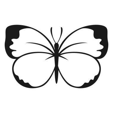 Vektör Kelebek Siyah Siluet Beyaz Arkaplan 'da izole edildi. Dekoratif Böcek Çizimi.