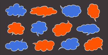 Pastel Konuşma Baloncuğu Çerçeveleri. Vektör Tebeşir Konuşan Balon. Metin Kutusu Doodle Set. Renkli Diyalog Sohbet Resimleri.