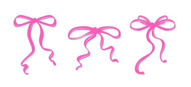 Pembe Coquette Tuhaf Fiyonklar. Oyuncak Eğriler ve Hassas Şekillerle Kadınsı El Tarzı Fiyonk Koleksiyonu. Romantik, Kızsal ve Neşeli Tasarım Projeleri için mükemmel..