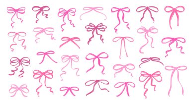 Pembe Coquette Tuhaf Fiyonklar. Oyuncak Eğriler ve Hassas Şekillerle Kadınsı El Tarzı Fiyonk Koleksiyonu. Romantik, Kızsal ve Neşeli Tasarım Projeleri için mükemmel..