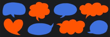 Pastel Tebeşir Tarzı ile Pastel Konuşma Baloncukları. Konuşmak için el çizimi metin çerçeveleri ya da çizgi roman tasarımı. Renkli çocuksu Doodle Bulutu Kabarcık Kutuları Beyaz Arkaplanda Ayarlandı.