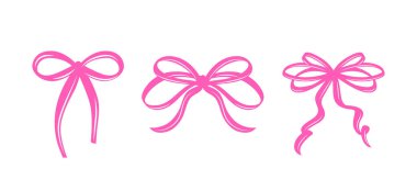 Pembe Coquette Tuhaf Fiyonklar. Oyuncak Eğriler ve Hassas Şekillerle Kadınsı El Tarzı Fiyonk Koleksiyonu. Romantik, Kızsal ve Neşeli Tasarım Projeleri için mükemmel..