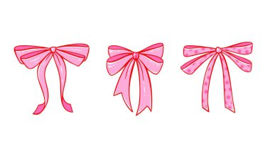 Coquette Pembe Fiyonk Kurdele Vektörü. Dantel detaylarıyla birlikte şirin, klasik bir hediye kutusu. Sevgililer Günleri, Düğünler ve Kız Tasarımları için Romantik Y2K karalaması. Düz yay ve kadınsı estetik..