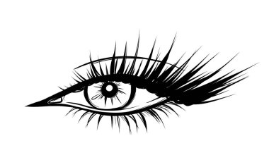 Göz, Lash ve Kaş Vektörü Güzellik ve Makyaj Simgeleri. Glam Lash ve Perfect Brows 'lu kadın siluetleri. Kirpik Sanatçılar, Kozmetik Reklamları veya Moda Resimleri İçin İdeal.