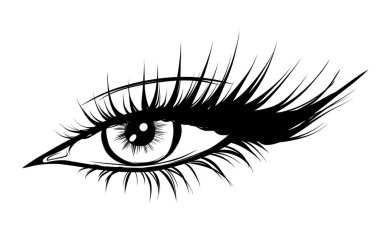 Göz, Lash ve Kaş Vektörü Güzellik ve Makyaj Simgeleri. Glam Lash ve Perfect Brows 'lu kadın siluetleri. Kirpik Sanatçılar, Kozmetik Reklamları veya Moda Resimleri İçin İdeal.