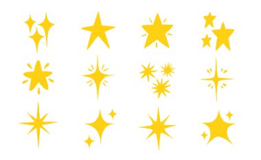 Pastel tebeşir desenli oyuncu bir yıldız koleksiyonu. Her yıldız kalem çizgileri ve fırça darbeleriyle çizilmiş, karalama çizimleri, okul projeleri ve kozmik tasarım için mükemmel..