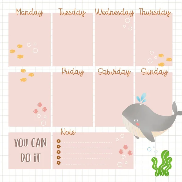 Weekly planner for dairy. This is weekly planner with under the sea theme