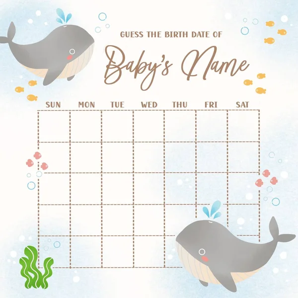 This is can use for a baby shower party. The game of guess the birth date of baby with under the sea theme.