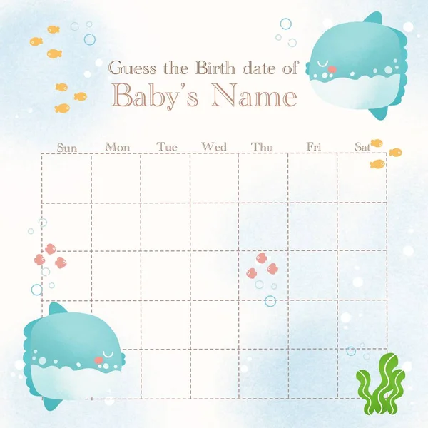This is can use for a baby shower party. The game of guess the birth date of baby with under the sea theme.