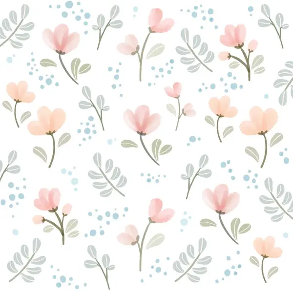 Sömlös Mönster Med Färgglada Akvarell Blommor Handritade Med Blommor — Stockfoto