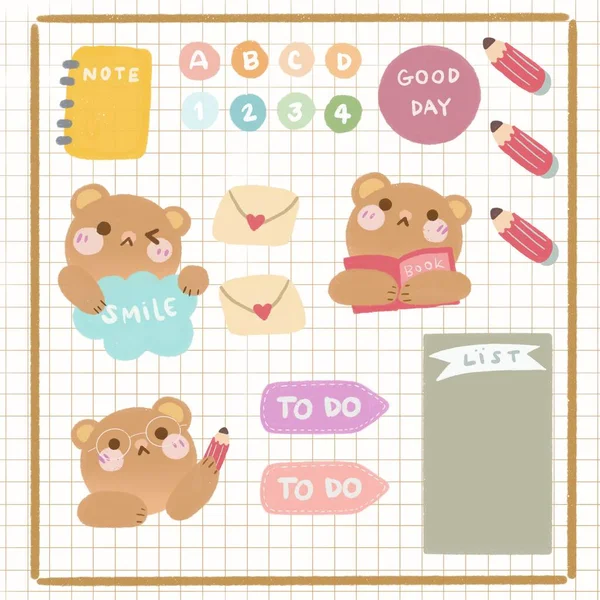 Set Baby Cards Cute Bear Vector Illustration — Stock Photo, Image
