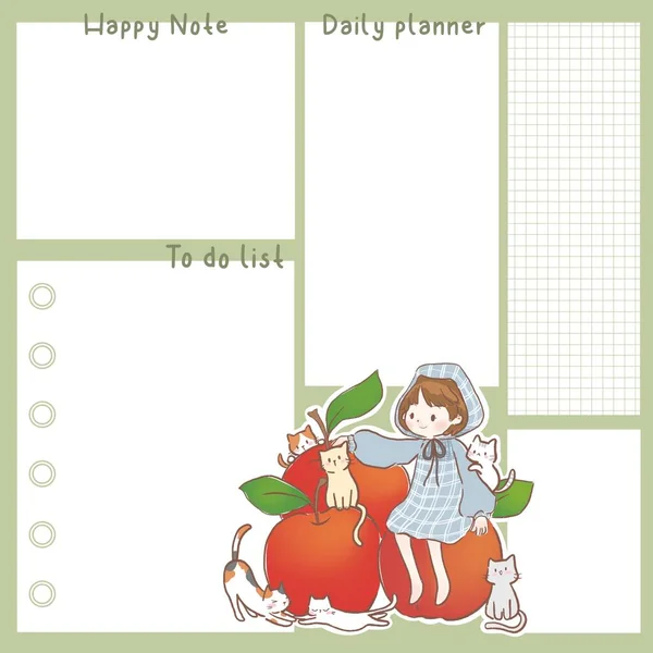 Daily Planner Little Girl Red Apple — Stock Photo, Image