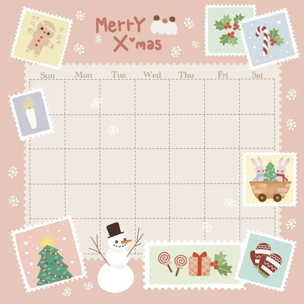 Рождественский Календарь Елкой Снеговиком — стоковое фото