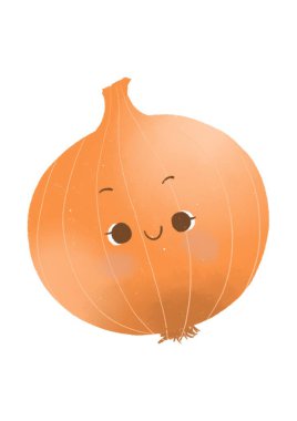 Süper şirin bir sebze çizgi filmi. Bu bir soğan..