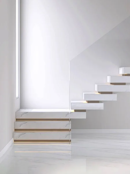 Escada Forma Mármore Branco Luxo Riser Marrom Luz Escondida Lcd — Fotografia de Stock