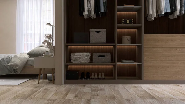 Luxus Moderner Begehbarer Kleiderschrank Mit Ablage Regal Schublade Kleidung Schlafzimmer — Stockfoto