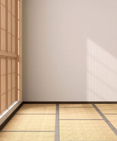 Порожня Традиційна Японська Кімната Підлогою Татамі Мат Дерев Яне Вікно — стокове фото