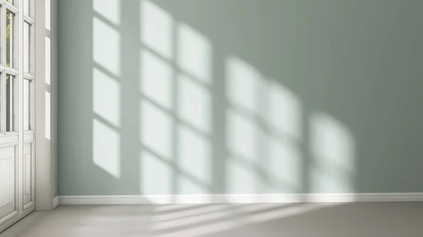 Leeres Luxuszimmer Mit Mintgrüner Türkisfarbener Wand Weißer Tür Mit Glasscheibe lizenzfreie Stockbilder