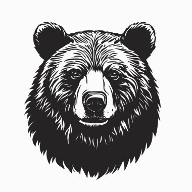 Brown Bear flat vector icon,Simple Black and White Silhouette for Branding. clipart